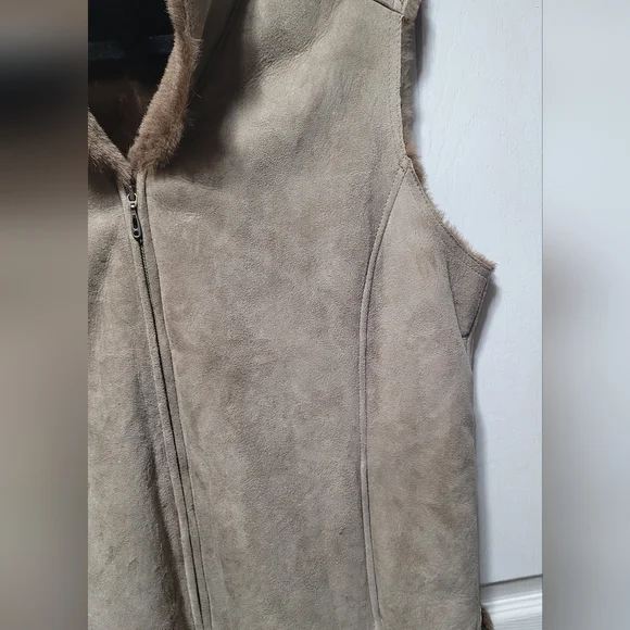 GUC VTG Pendleton Genuine Shearling Lamb Leather Vest Size Large Tan - Picture 13 of 13